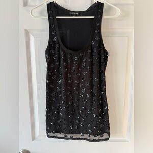 Express Black Sequin Hearts Women's Tank Top